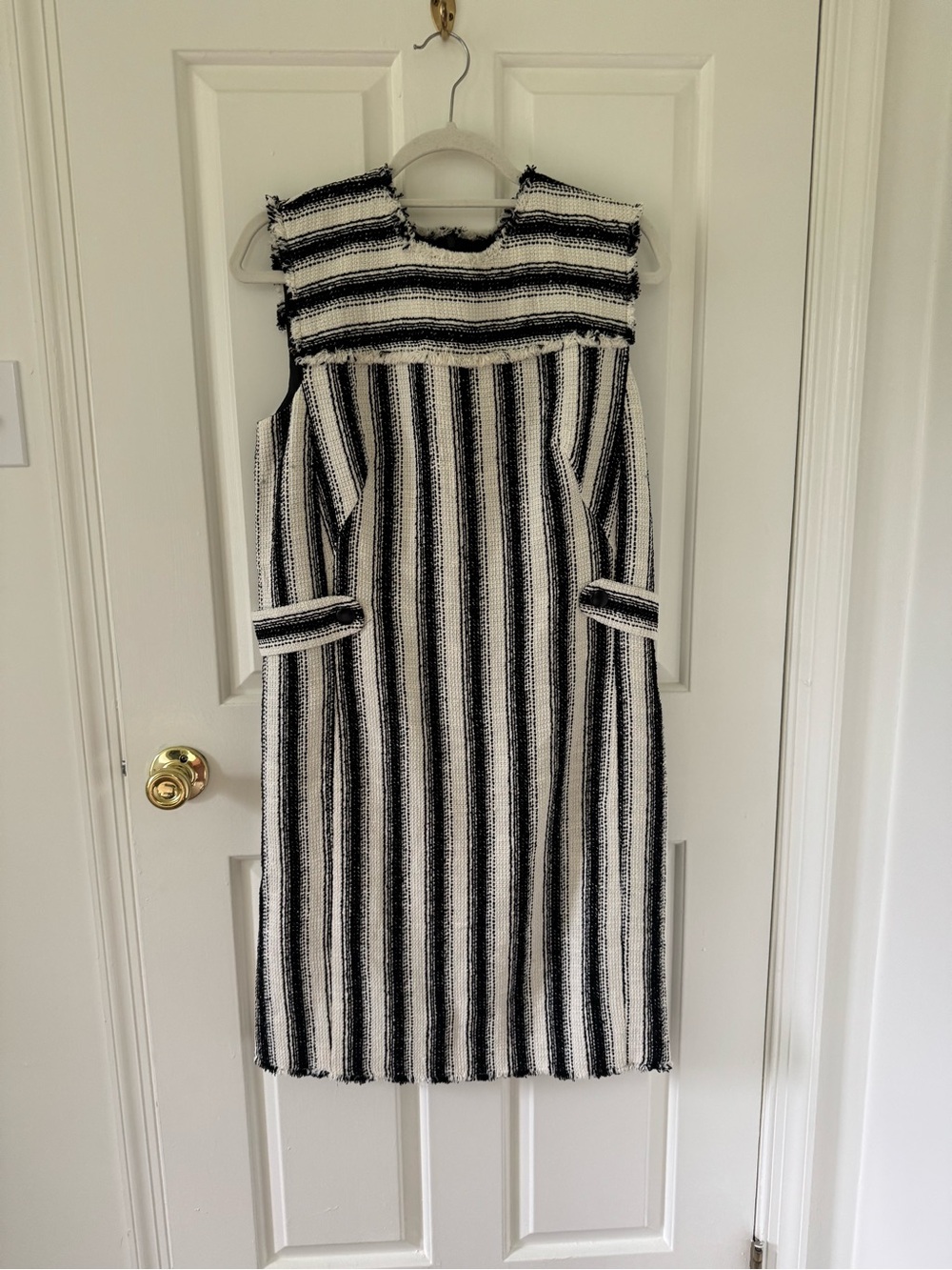 Akris Punti Striped Black and White Twill Shift Dress